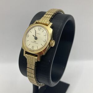 Vintage Timex Mexico Ladies Gold Tone Mechanical Wind Watch Bracelet Running